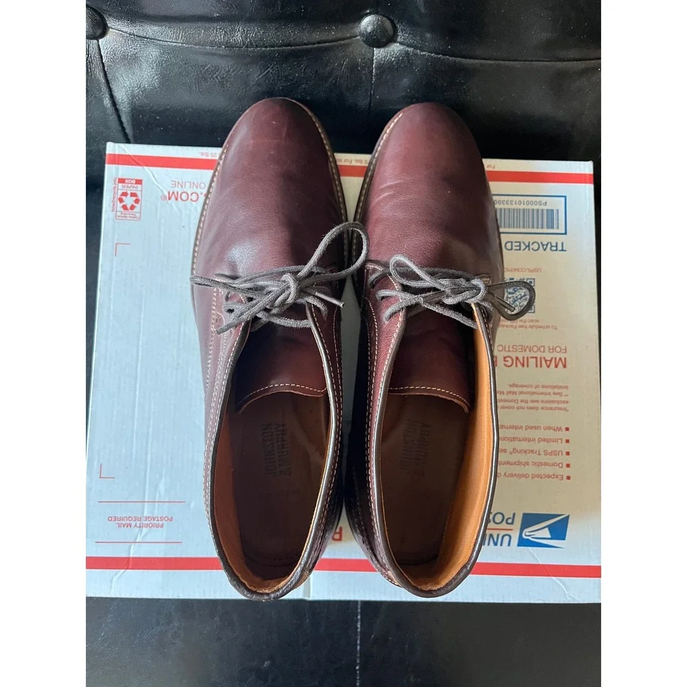 Johnston & Murphy Mahogany Leather Wingtip Chukka Boots